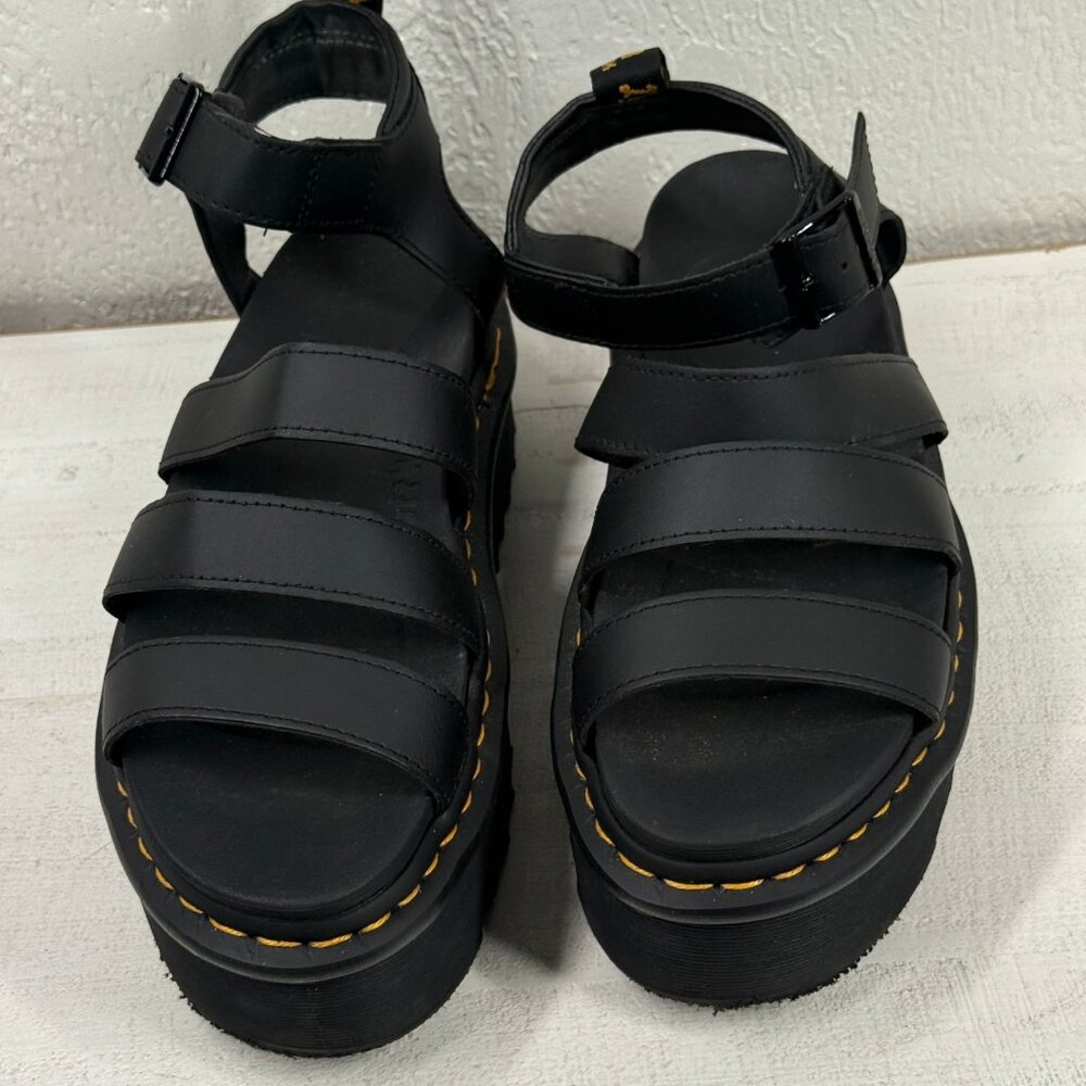 Dr. Martens Blaire Quad Platform Gladiator Sandals Black Hydro Leather Size 9 - Picture 9 of 13
